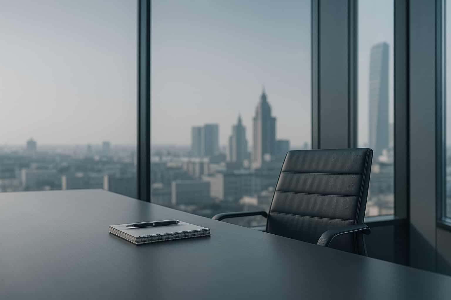 Modernes Büro mit Blick über die Skyline – Sinnbild für die Finanzberatung von Benaro Finanzen